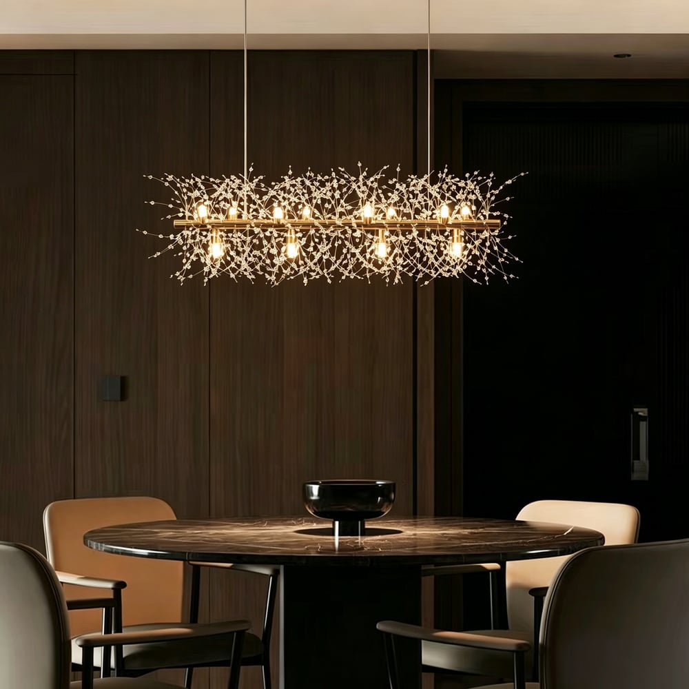 Mid-Century Modern 12-Light Crystal Firework Sputnik Kitchen Island Lighting in Gold window image