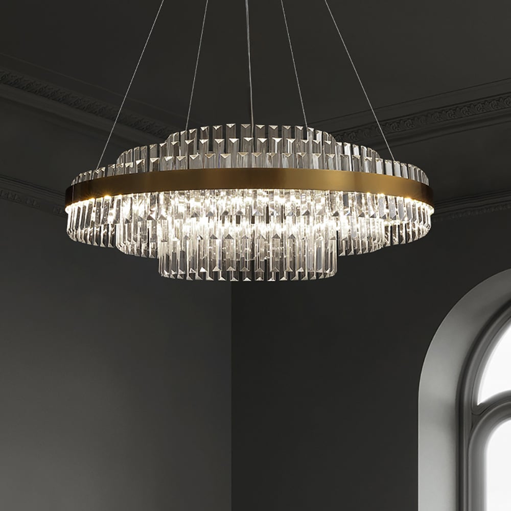Fixedo Moderne Kristallen LED Kroonluchter & Keukeneiland Lampenset Vensterafbeelding
