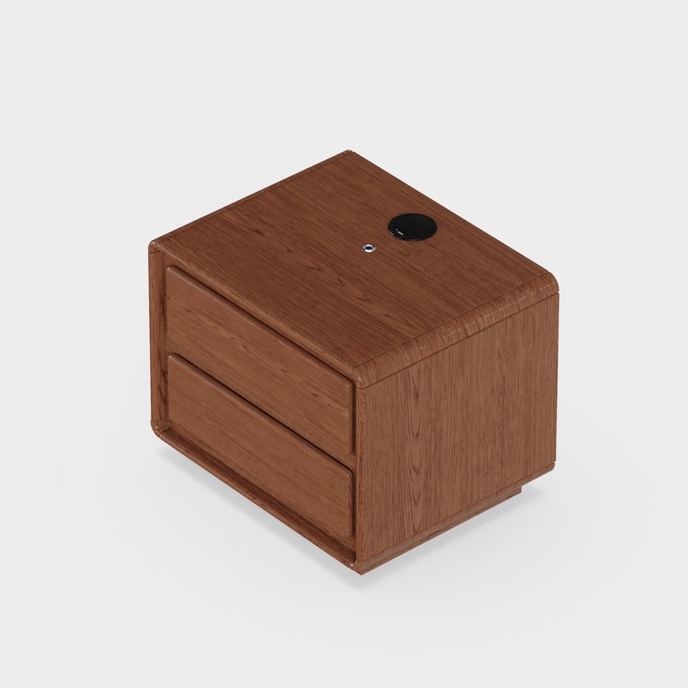 Haloa Walnut 2-Drawer LED Nightstand with Charging Station window image