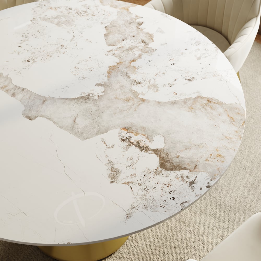Set da pranzo Tavolo da pranzo in pietra sinterizzata da 152,4 cm con 6 sedie Immagine della finestra