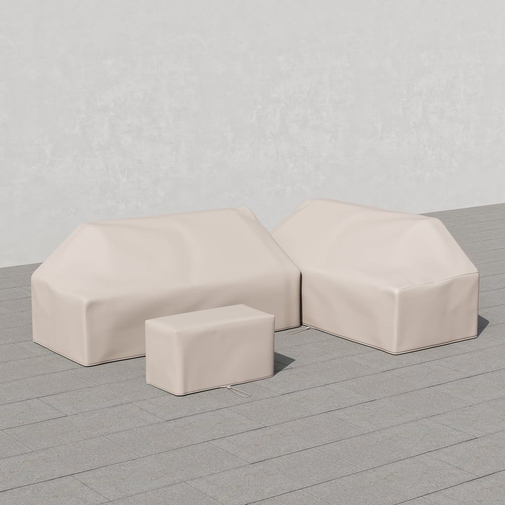 Slatera Outdoor 600D Tough Canvas Waterproof Patio Furniture Set Covers in Ivory window image