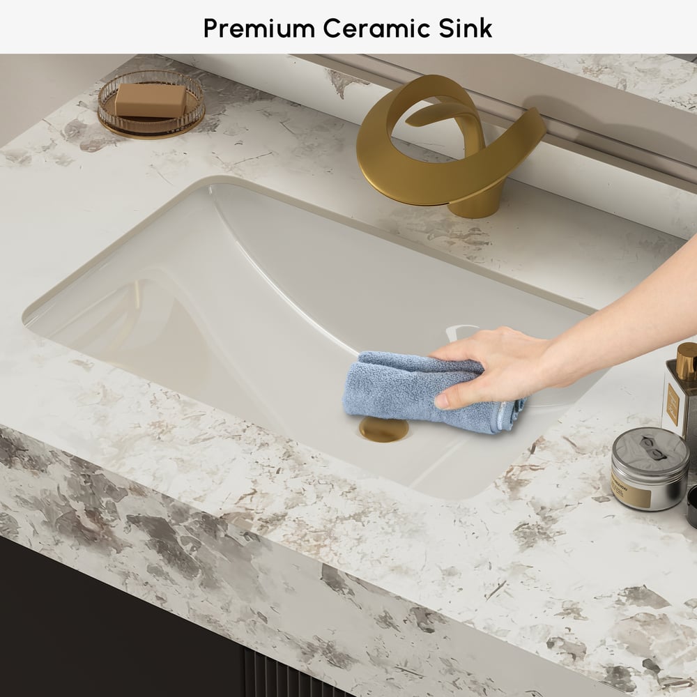 Mueble de baño Artis de 152cm de doble lavabo flotante con encimera de piedra sinterizada Imagen de ventana