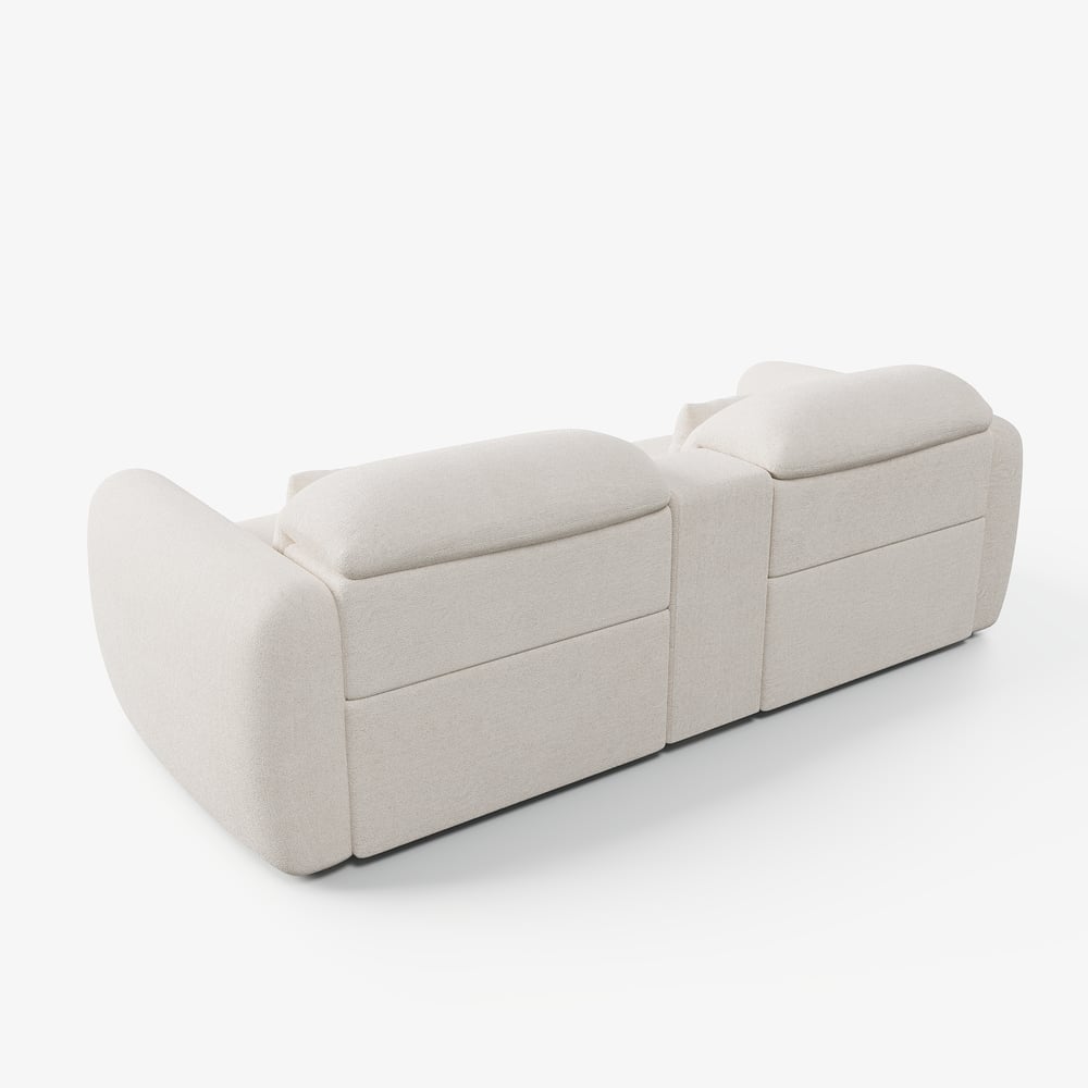 102" 2-Seater Chenille Dual-Motor Power Reclining Sofa with Multifunctional Center Console window image