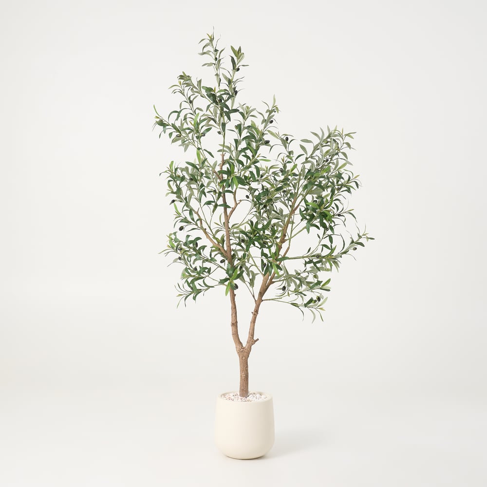 6 ft. Artificial Olive Tree with Planter and Decorative Pebbles window image