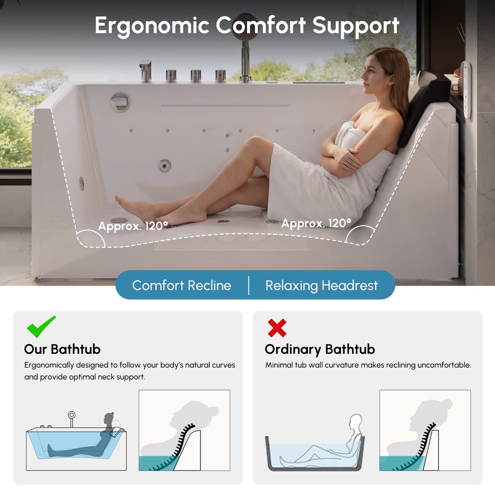 59" Whirlpool Bathtub with 7 Massage Jets, 8 Air Jets & Thermostatic Control window image