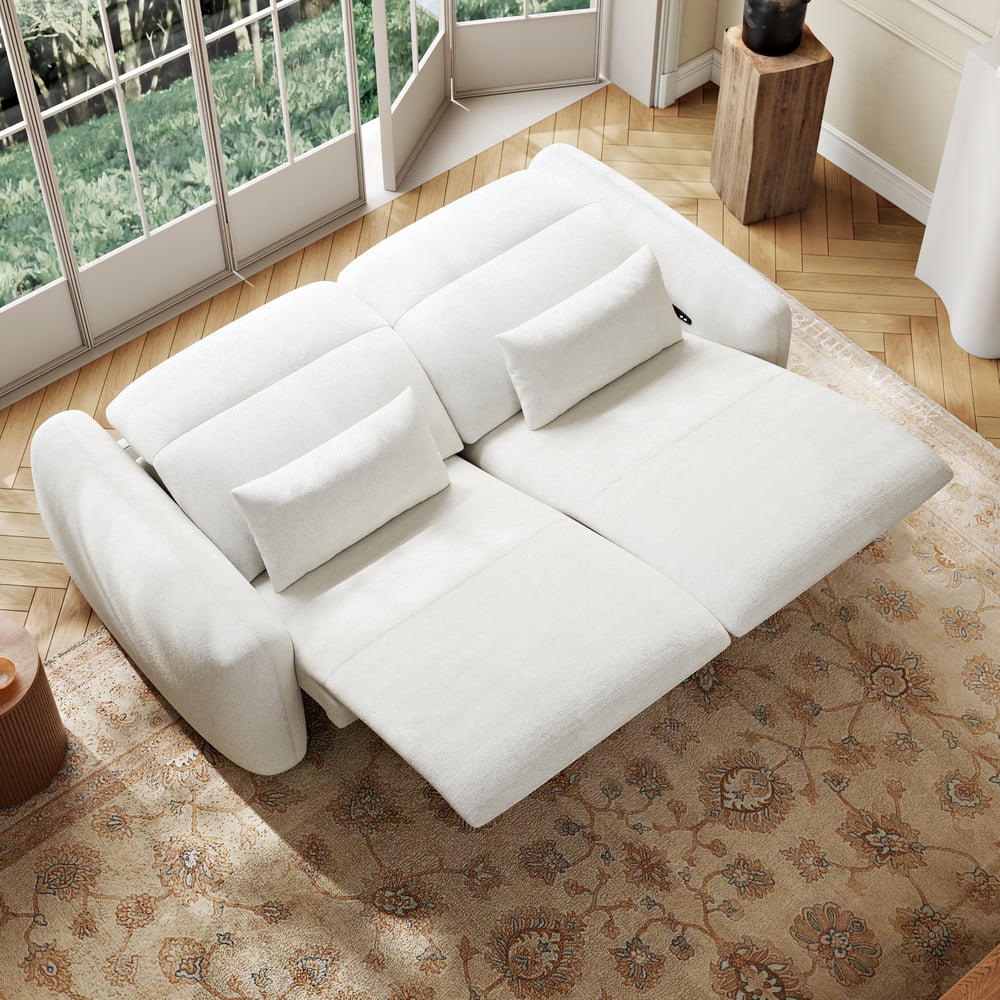 Canapé inclinable électrique zéro gravité en chenille de 227 cm avec oreillers image de fenêtre