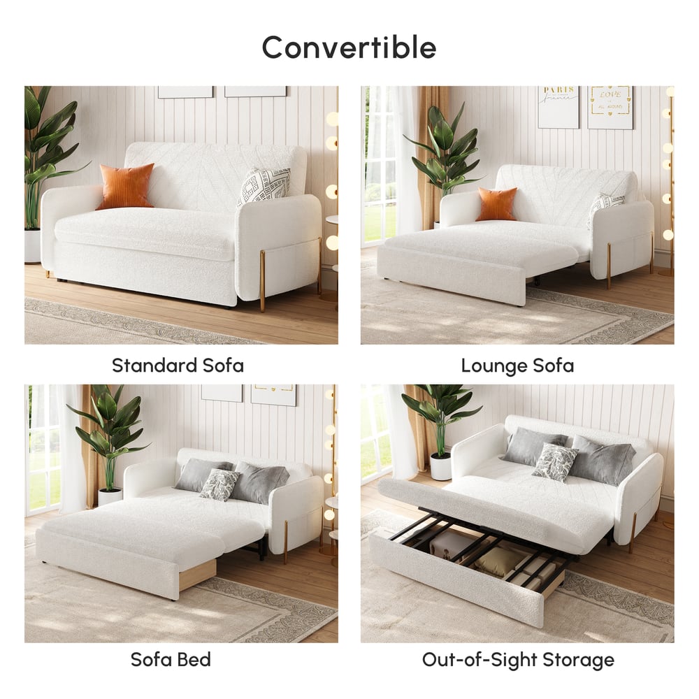1524mm Queen 3-Seater Boucle Convertible Sleeper Sofa window image