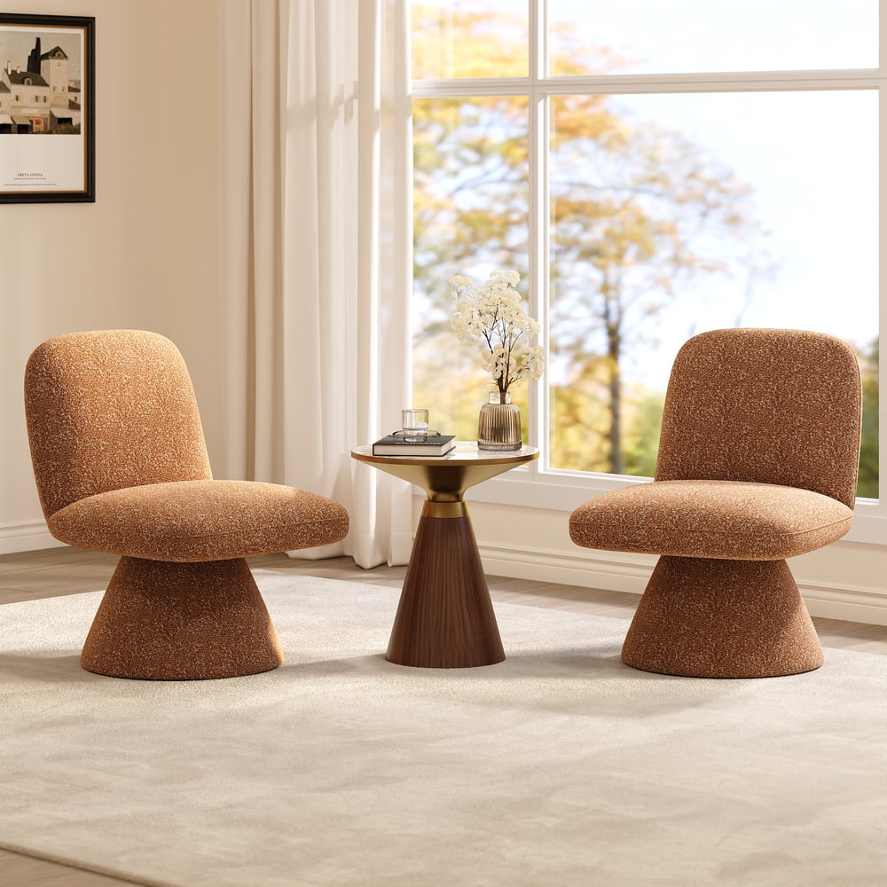 18" Performance Boucle Upholstered Swivel Slipper Accent Chair window image