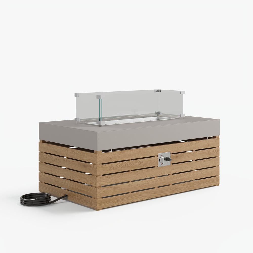 Tevara 100cm Propane Gas Fire Pit Table with Glass Propane Gas Tank Cover Table Set of 2 window image