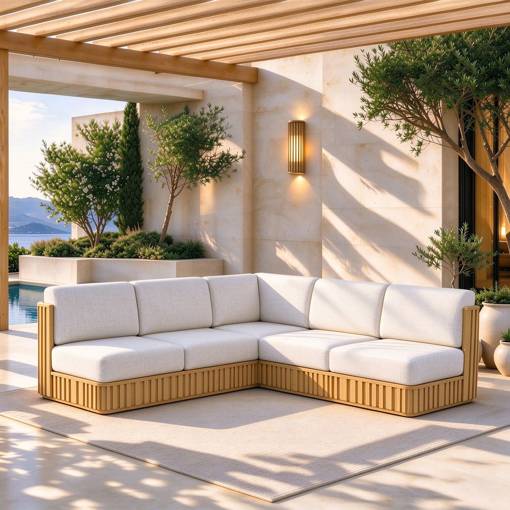 Flutera 3-Piece Outdoor Fluted Aluminum Sectional Sofa Set window image