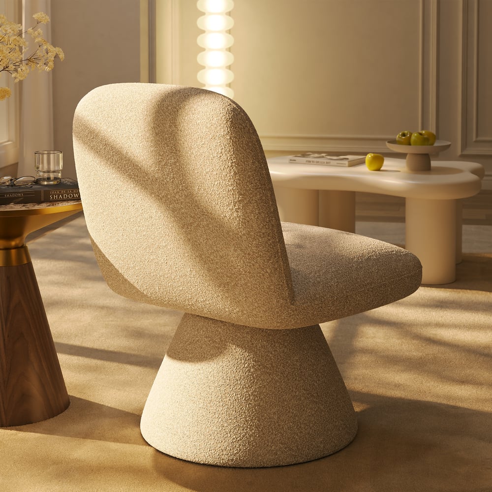 18" Performance Boucle Upholstered Swivel Slipper Accent Chair window image