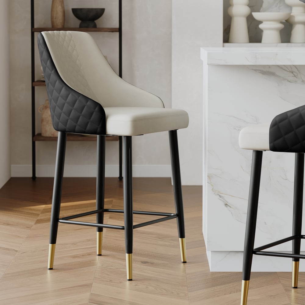Diamic Black Faux Leather Upholstered Counter Stool, 1 Piece window image