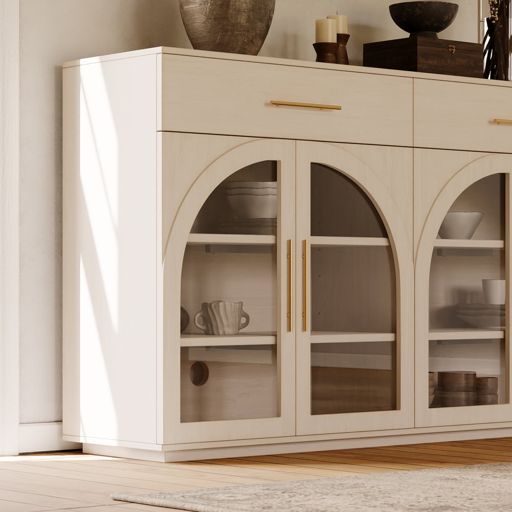 Arune 63" Whitewash Wood Sideboard with Storage & LED Lights window image