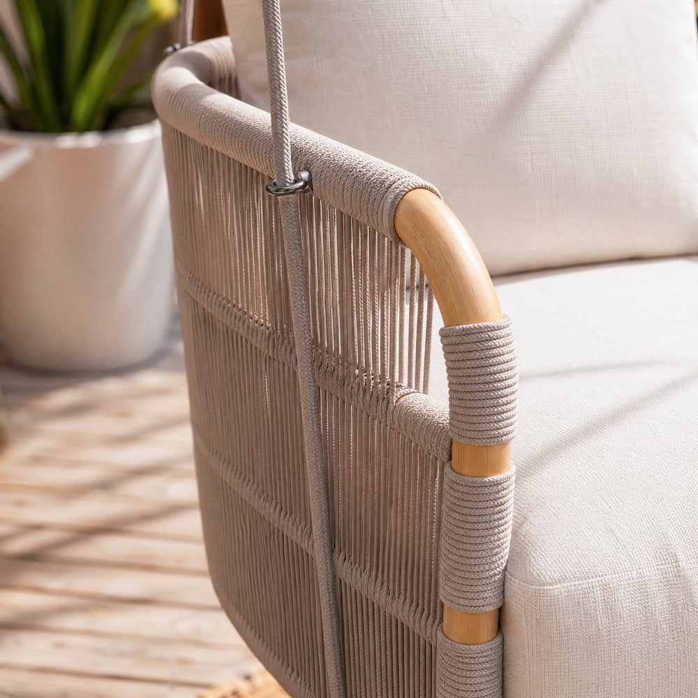 Costra Aluminum and Handwoven Rope Patio Hanging Swing Chair Single Seater window image