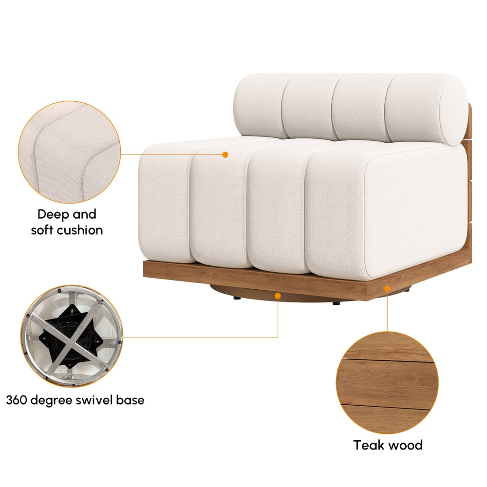 Resaro Outdoor Teak & Aluminum Swivel Lounge Chair window image