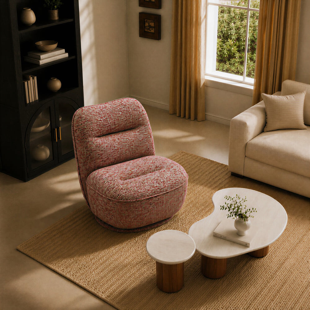 Performance Linen Swivel Slipper Accent Chair window image