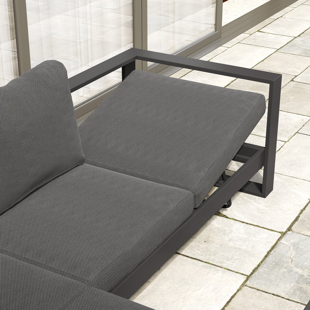 Slatera 4-Pieces Modular Outdoor Sofa Set Aluminum & Acacia for 4 Person in Light Gray window image