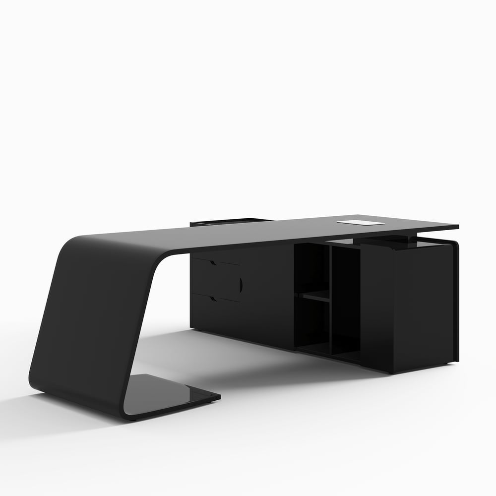 Modern 87" L-Shaped Left-Hand Executive Desk with Storage window image