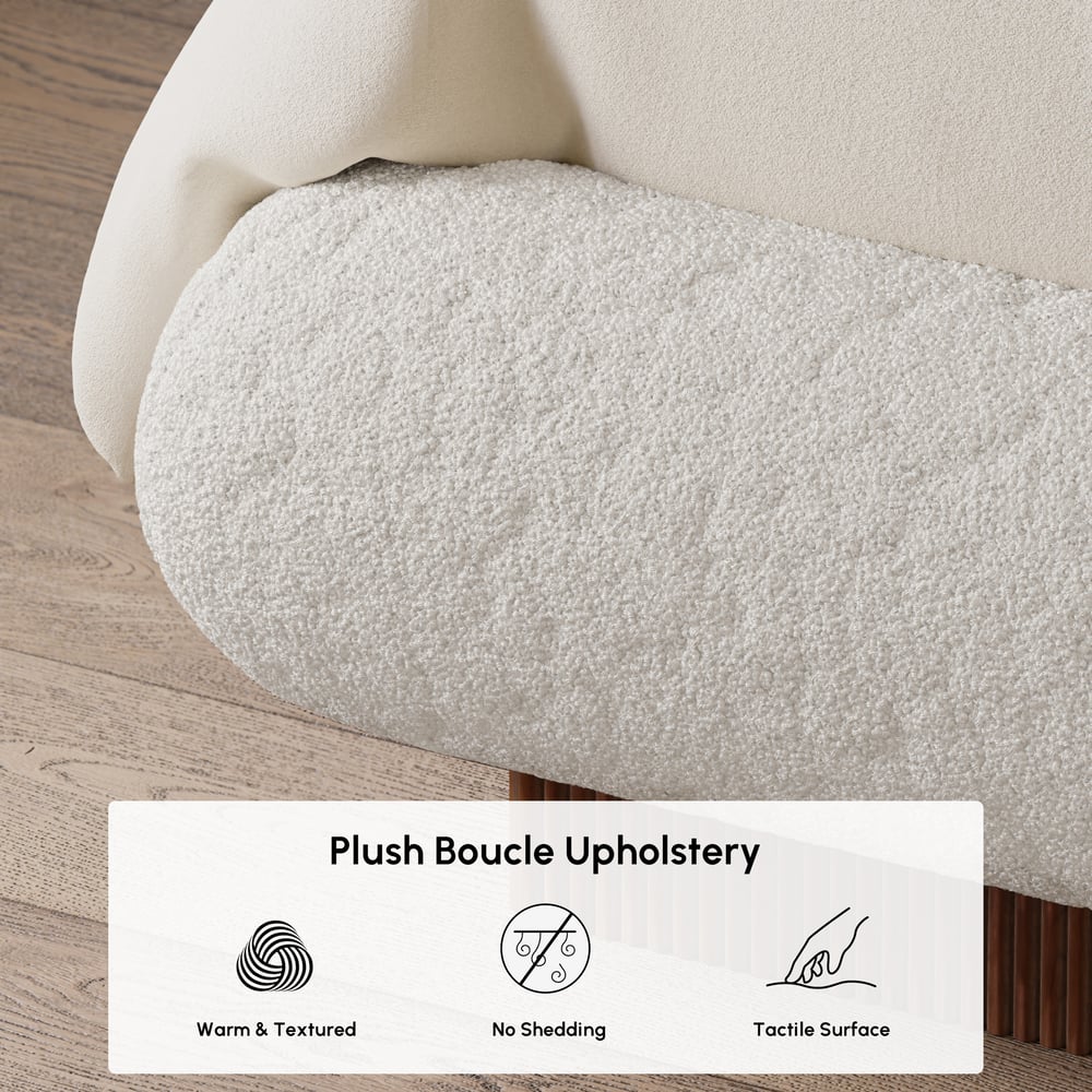 Rivo Upholstered Boucle Curved Bed & Bench Set window image