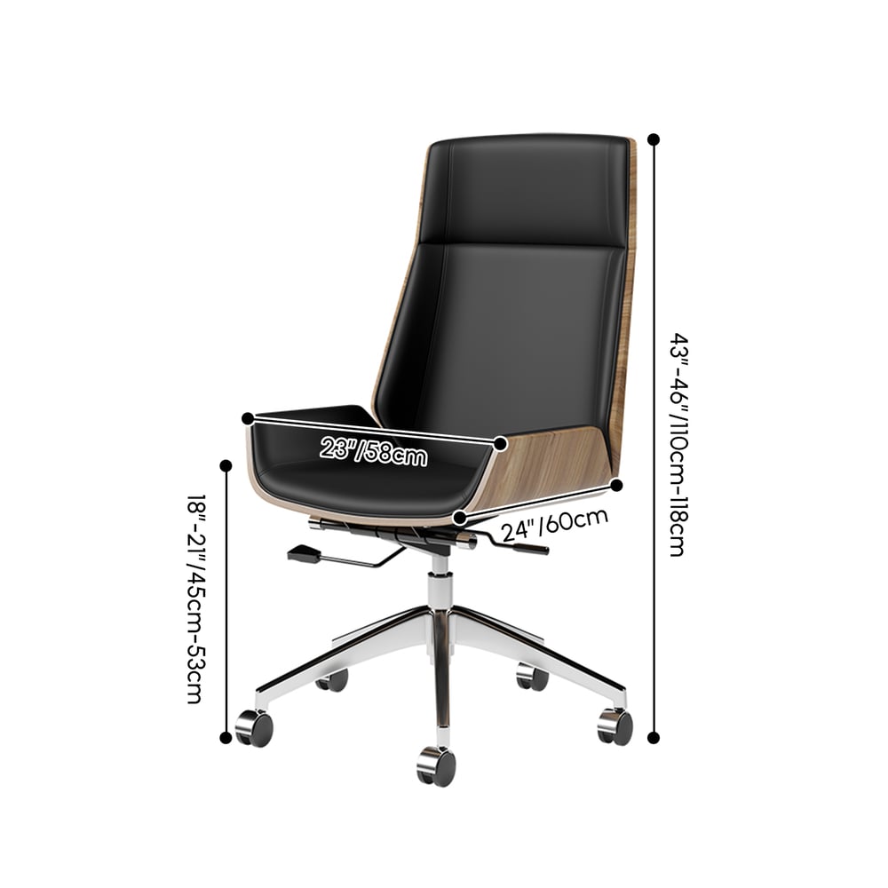 Ultic Matte Black L Shaped Home Office Desk & Faux Leather Office Chair Set with Wheels weights dimensions image