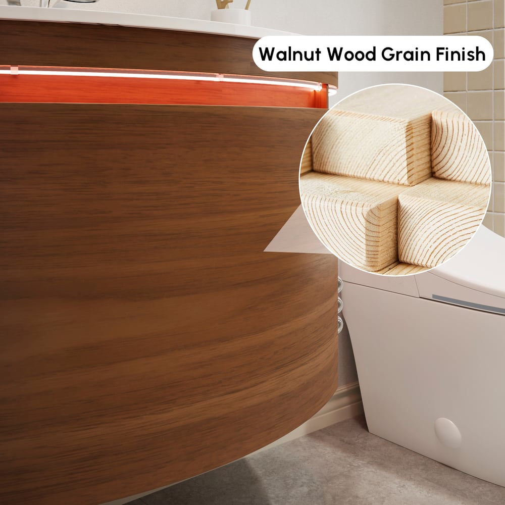 Meuble-lavabo de salle de bain d'angle de 91cm avec rangement et capteur de lumière à DEL image de fenêtre