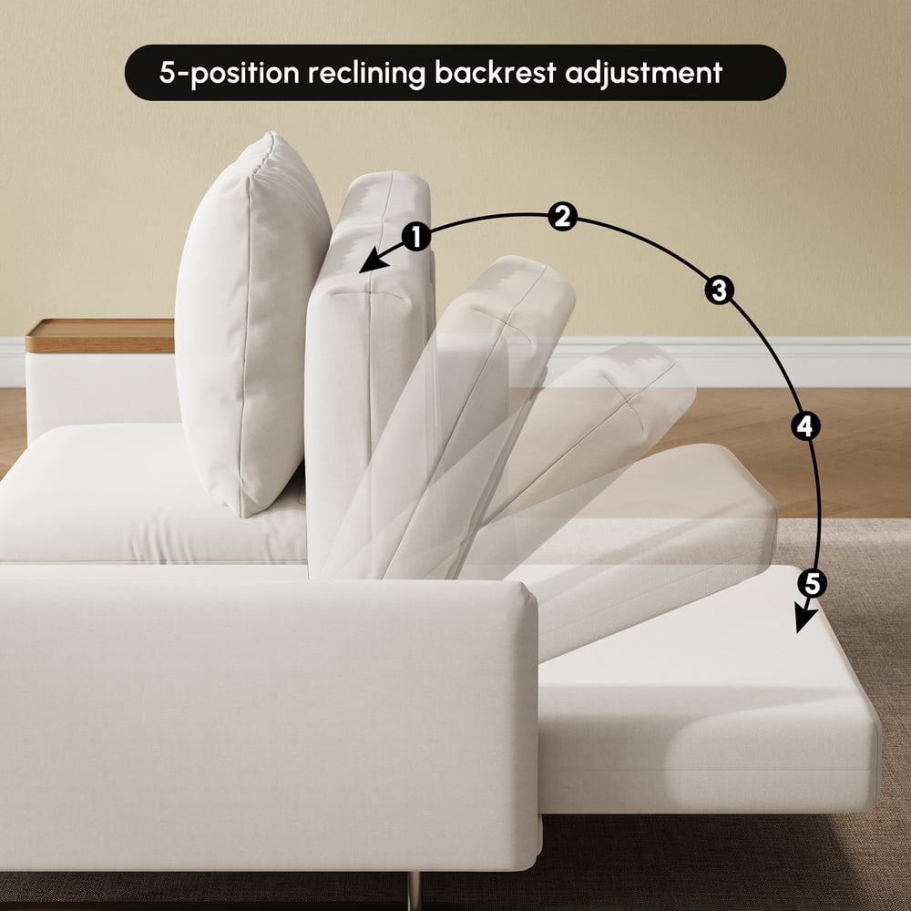 82" Queen 2-Seater Velvet Convertible Futon Sofa Bed with Side Table window image