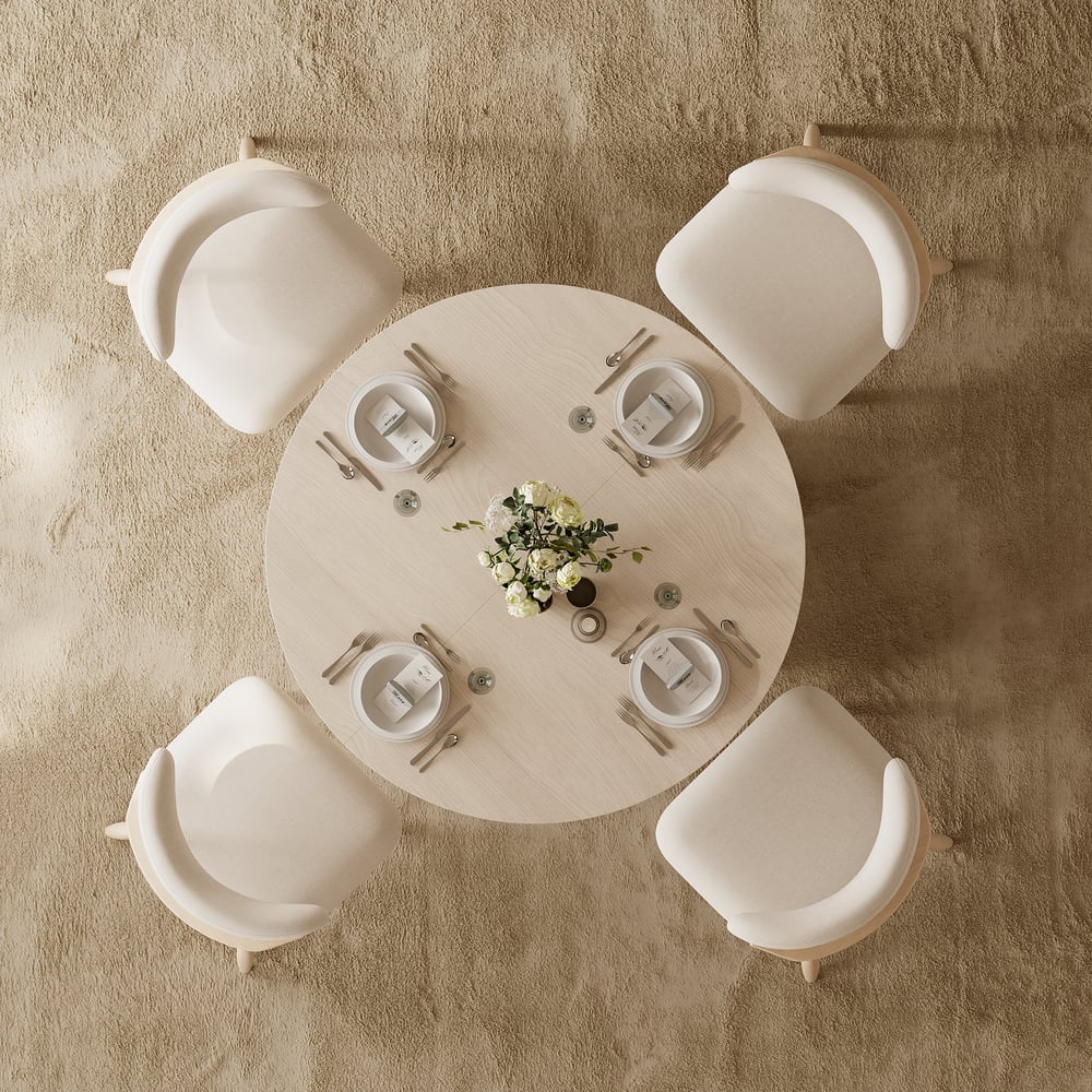 Modern 47"-79" Extendable Whitewash Wood Dining Table with Fluted Base, Seats 4-6 window image