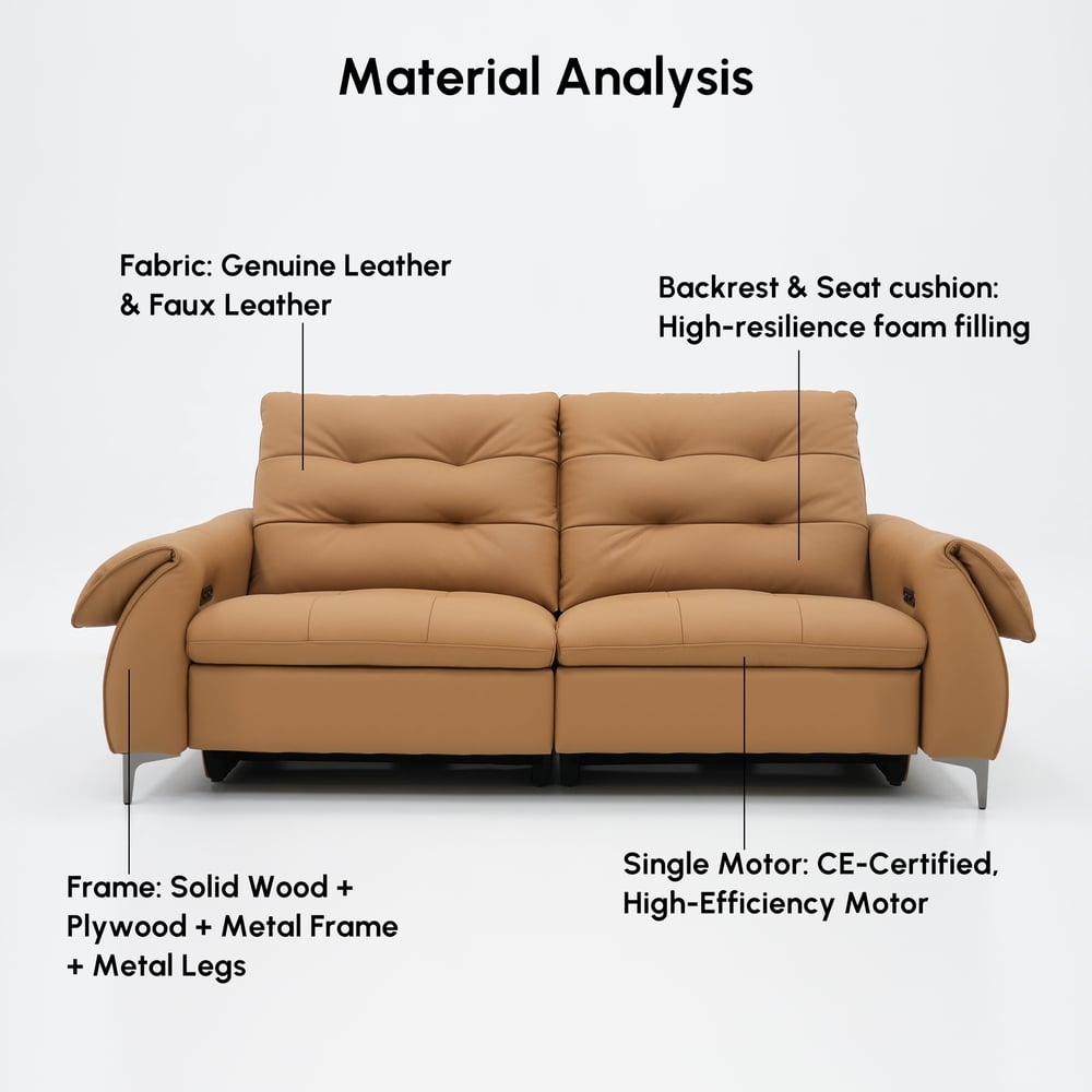 85" 2-Seater Genuine Leather Power Reclining Sofa with USB & USB-C Charging Ports window image