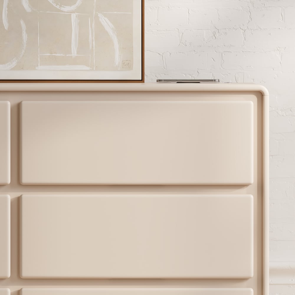 Modern 47" 6-Drawer Dresser with Light and Charging Station window image
