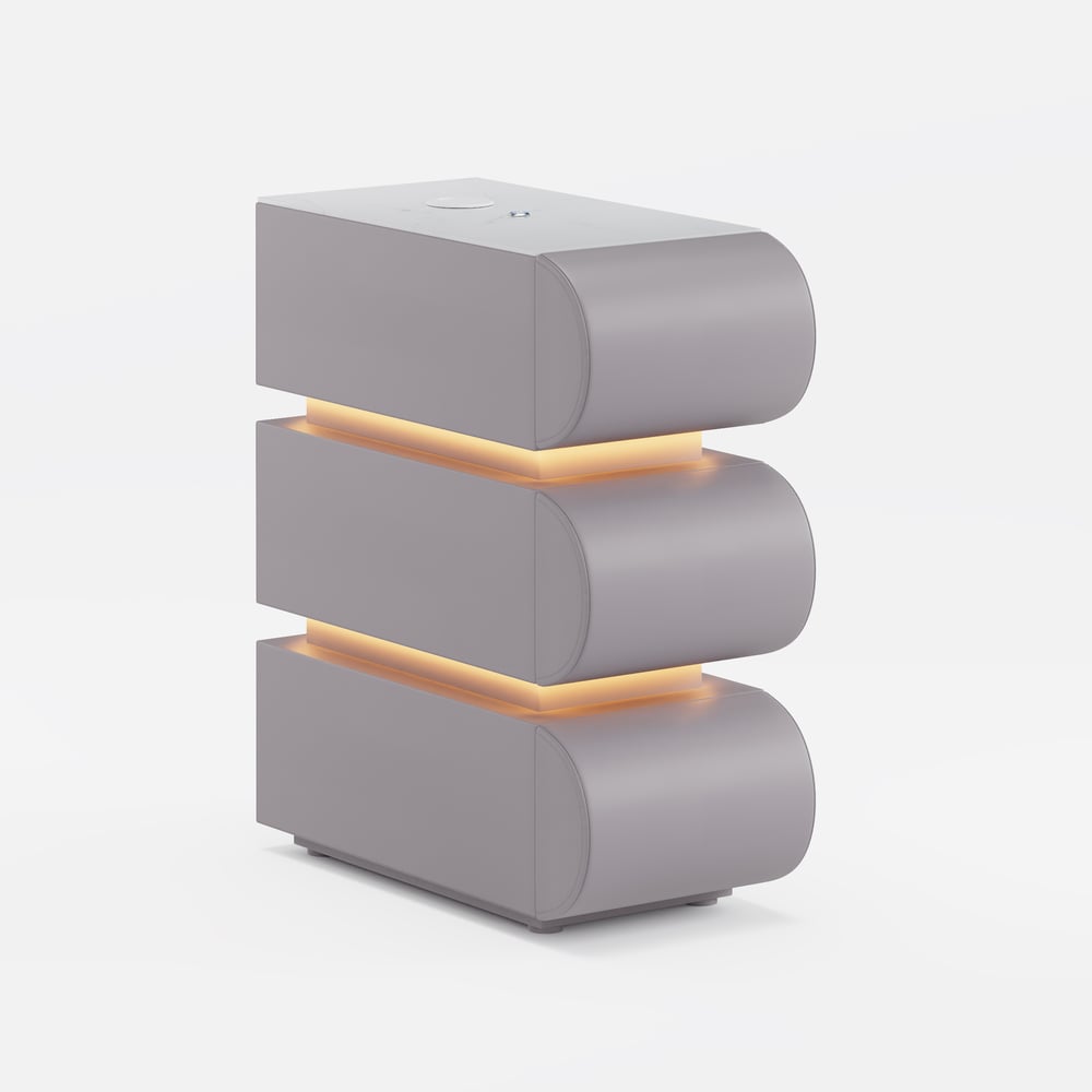 Narrow Humply Leather 3-Drawer Smart Nightstand with Sintered Stone Top window image