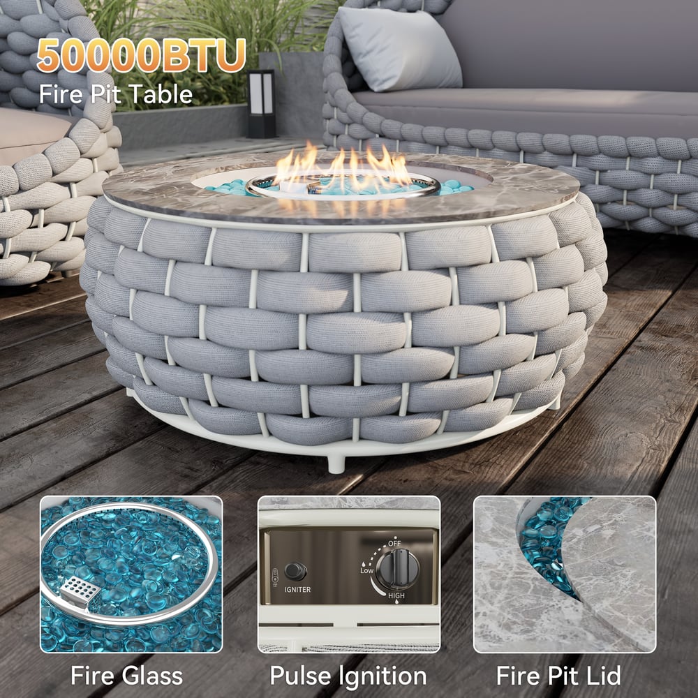 Table de brasero ronde sans fumée au propane Cocaro Outdoor 700 mm en gris image de fenêtre