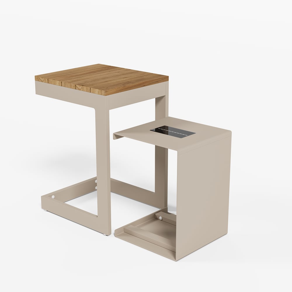 Tevara Outdoor Teak Aluminium Sand Side Table with Solar Light window image