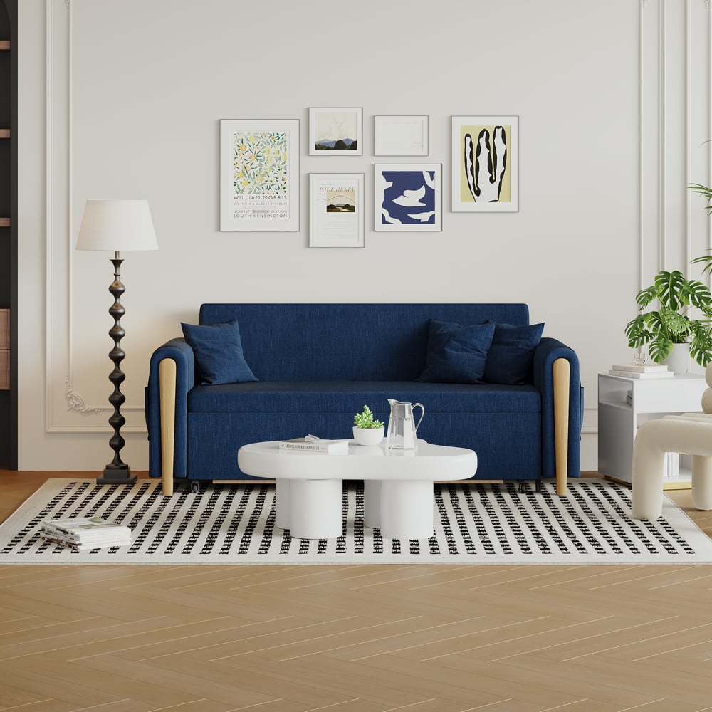 72" Full 2-Seater Linen Convertible Sleeper Sofa window image