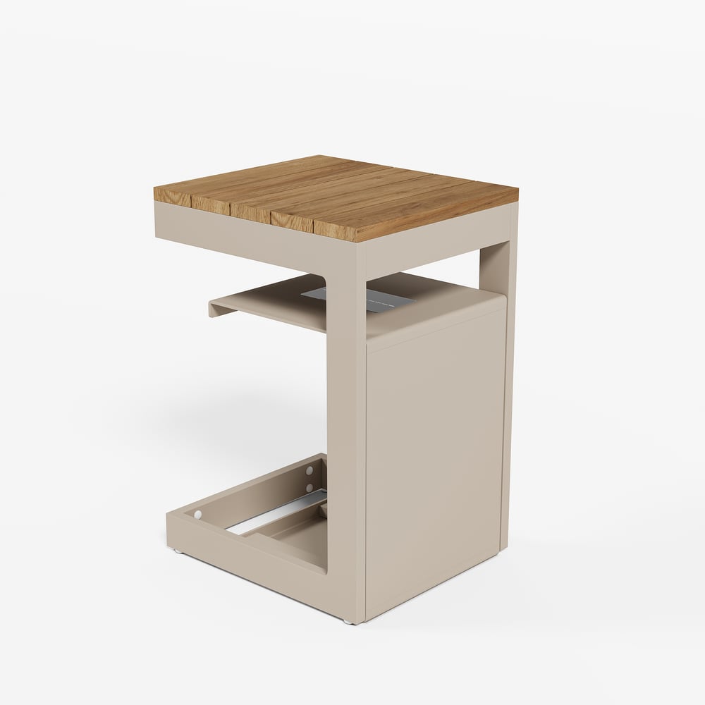 Tevara Outdoor Teak Aluminium Sand Side Table with Solar Light window image