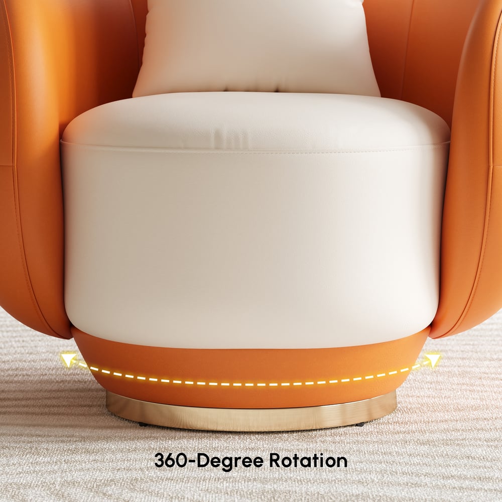 Suncurve Performance Leather Swivel Barrel Accent Chair with Pillow window image