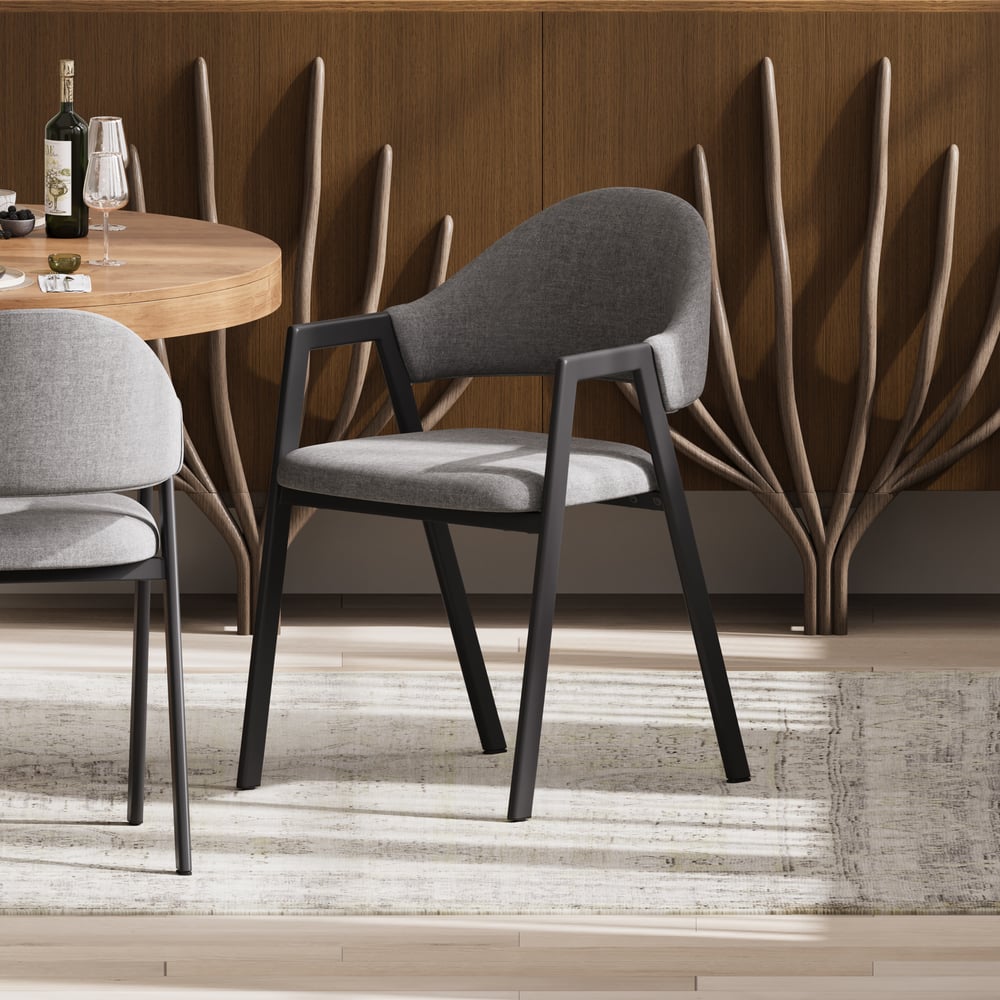 Customer Reviews for Gray Linen Upholstered Dining Chair Curved Back Chair Set of 2
