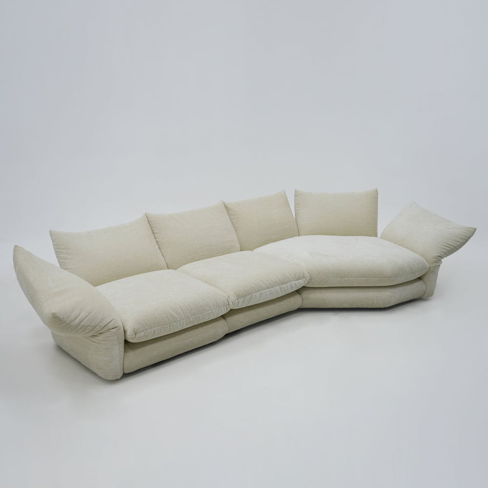130" 3-Piece Chenille Sectional Sofa with Chaise and Adjustable Armrests & Backrest window image