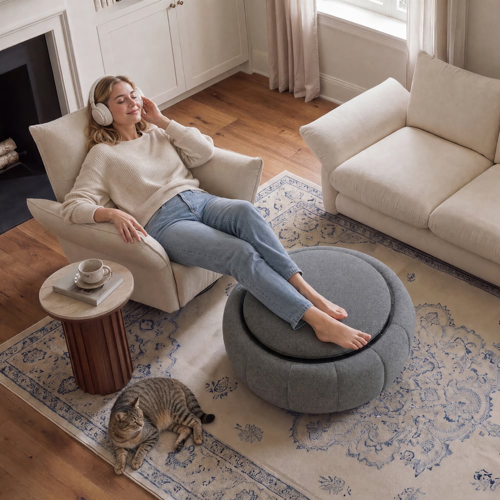 99cm Performance Chenille Multi-Functional Ottoman With Storage And Coffee Table In One window image