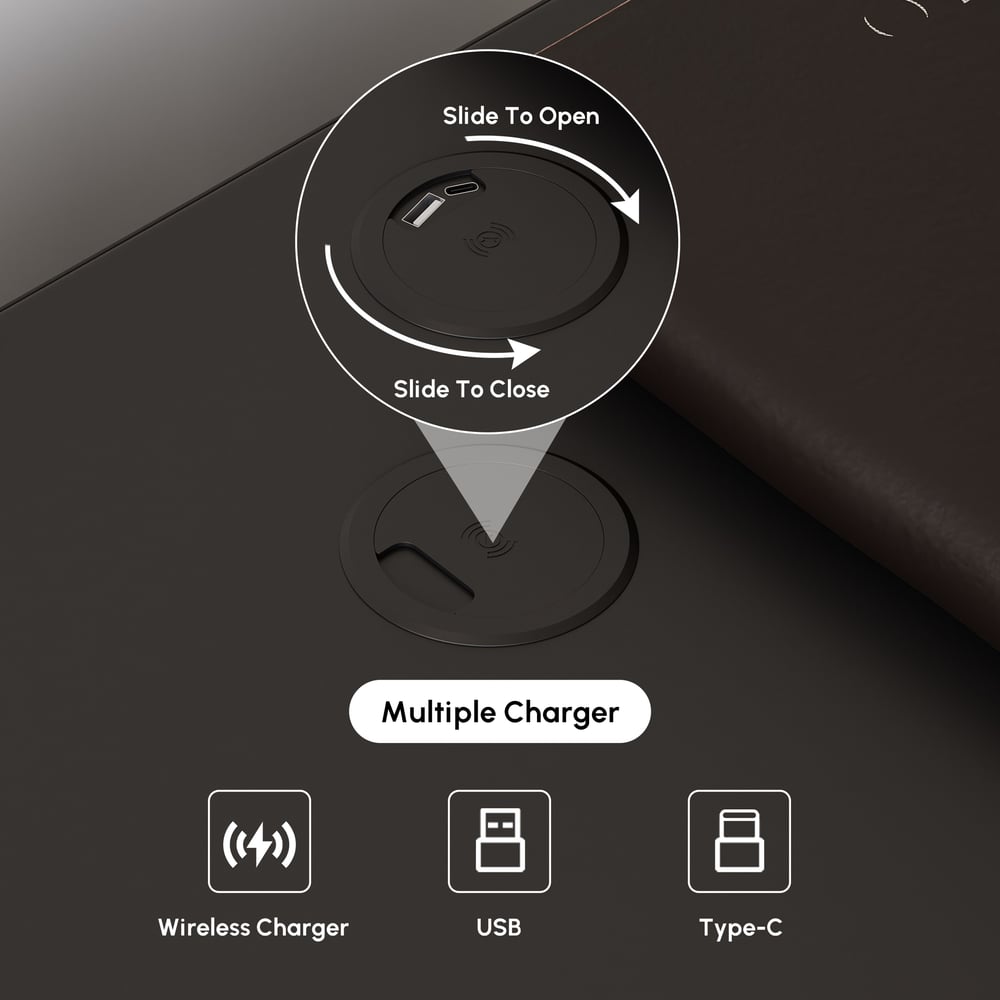 Comodino Intelligente Sospeso in Pelle Humply con Cassetto Immagine della finestra