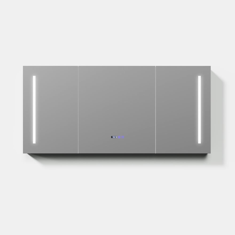 59" LED Bathroom Medicine Cabinet with Anti-Fog, Dimmable Tri-Color Lighting window image