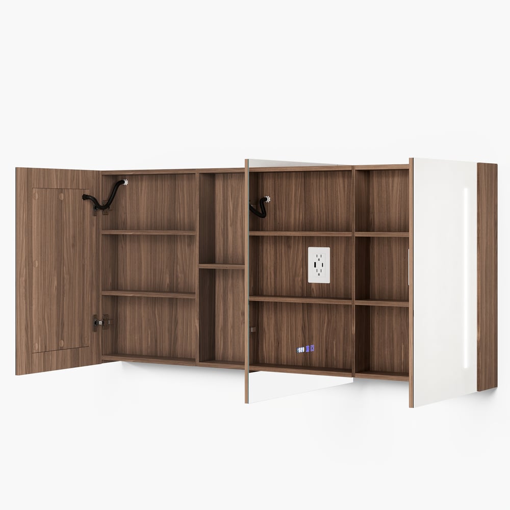 59" LED Bathroom Medicine Cabinet with Anti-Fog, Dimmable Tri-Color Lighting window image