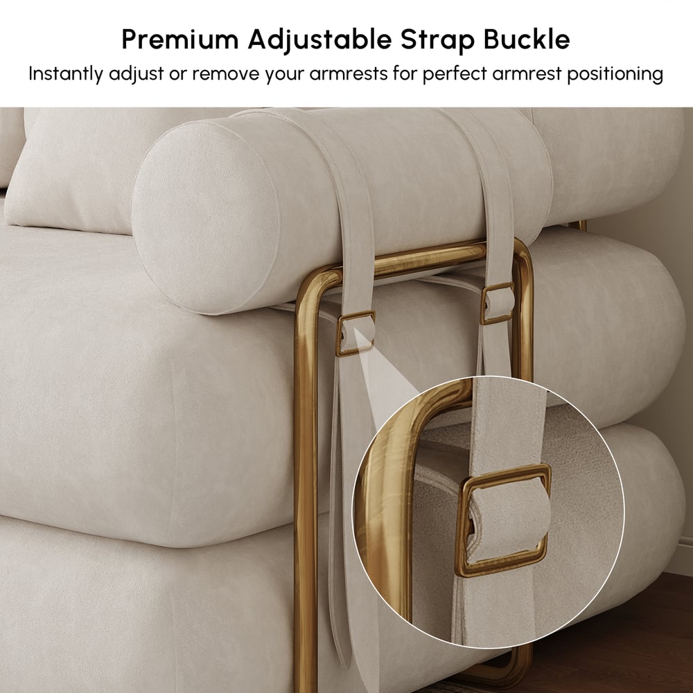 Sofá cama futón de terciopelo blanco tamaño queen de 67", sofá cama 4 en 1 Imagen de ventana