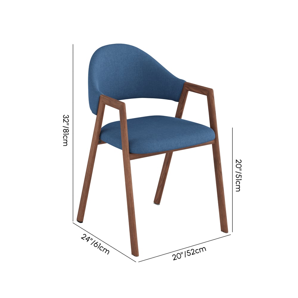 Modern Blue Linen Dining Chair with Upholstered, 2 Pieces weights dimensions image