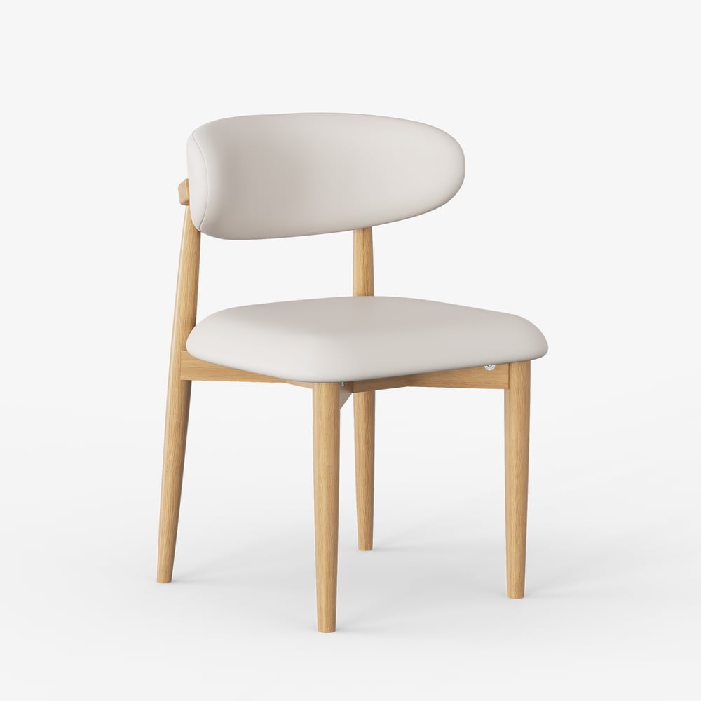 Modern PU Leather Dining Chair with Rubber Wood Legs, 1 Piece window image