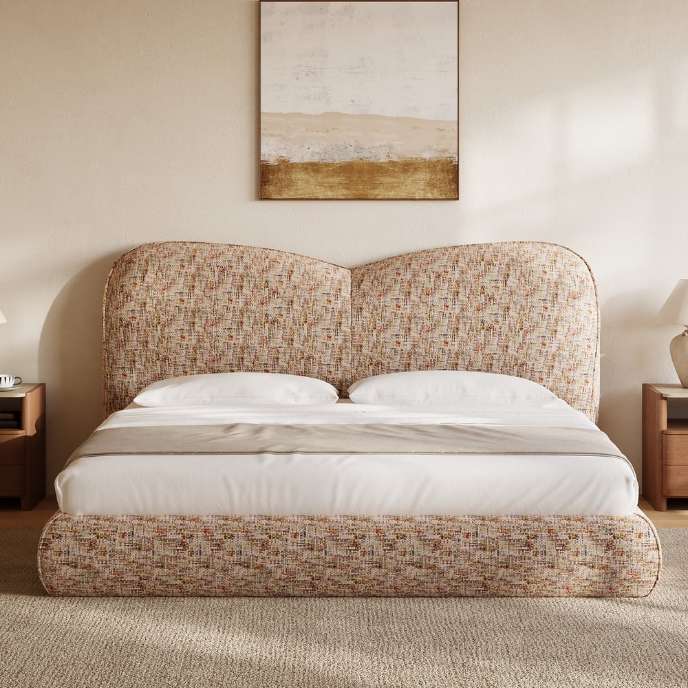 Modern King Size Chenille Upholstered Cloud Bed window image