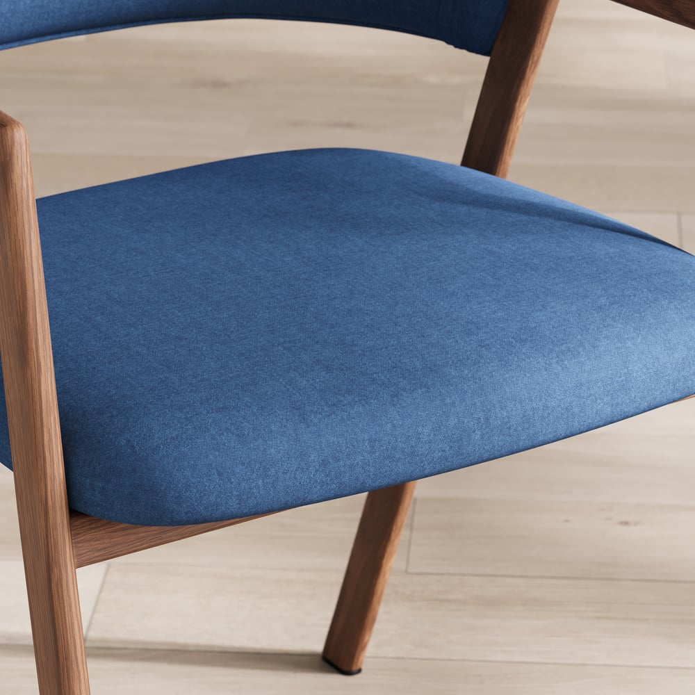 Modern Blue Linen Dining Chair with Upholstered, 2 Pieces window image