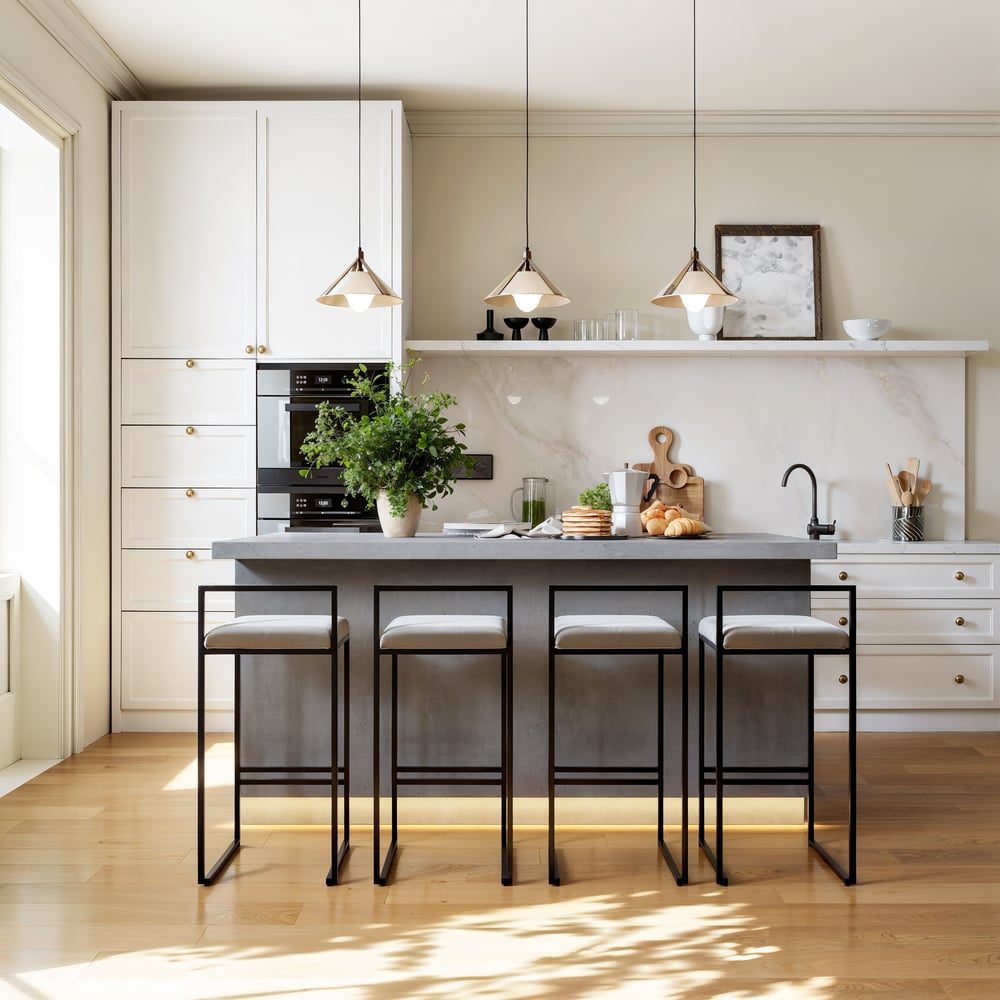 72"  Japandi Gray Wood Kitchen Island with Multi-Storage and LED Light window image