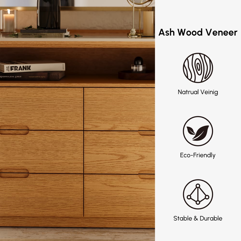 Arvona 47" 6-ladenkast met gesinterd stenen blad Vensterafbeelding