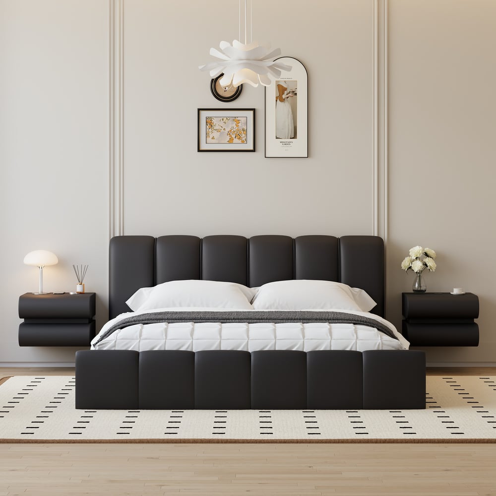 Comodino Intelligente Sospeso in Pelle Humply con Cassetto Immagine della finestra