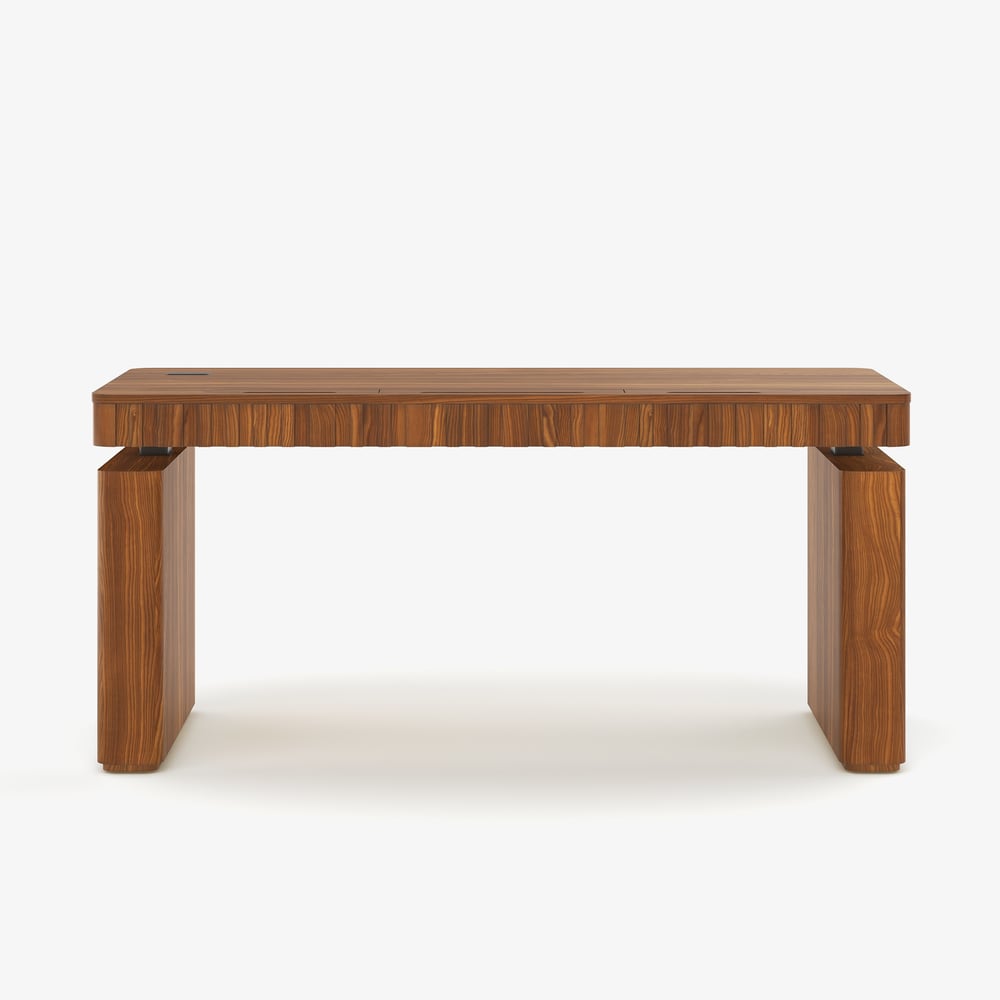 Aura 63" Walnut Fluted Electric Adjustable Standing Desk window image